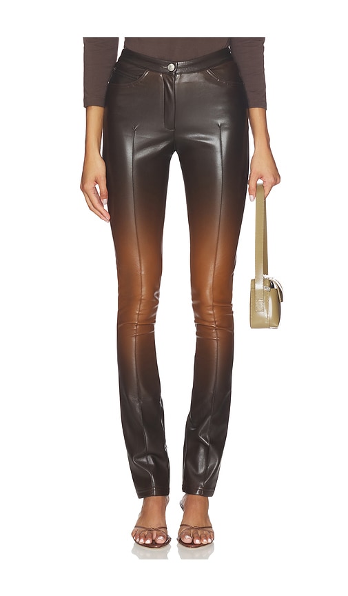 GCDS Zippers Faded Faux Leather Skinny Pant