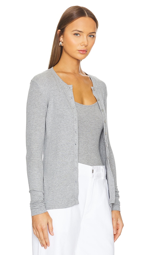 Shop Goldie Ribbed Cardigan In Gray Heather