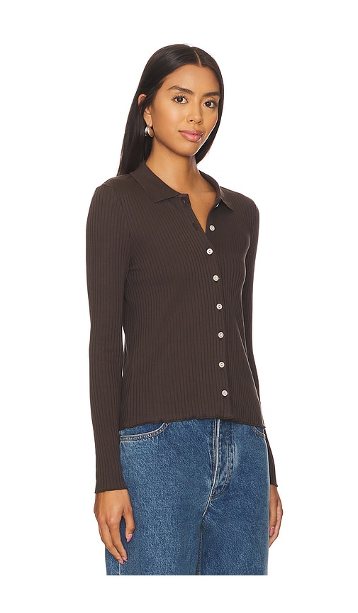 Shop Goldie Lettuce Hem Cardigan In Coffee