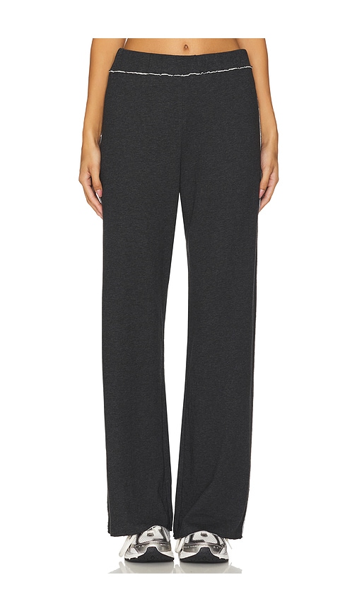 Shop Goldie Double Face Flare Pants In Charcoal Grey Heather