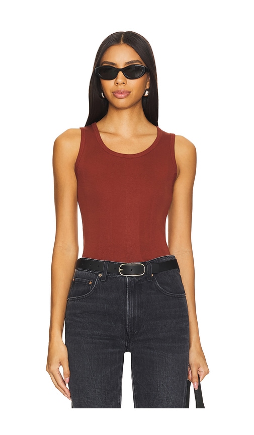 Goldie Cotton Rib Tank Top In Mahogany