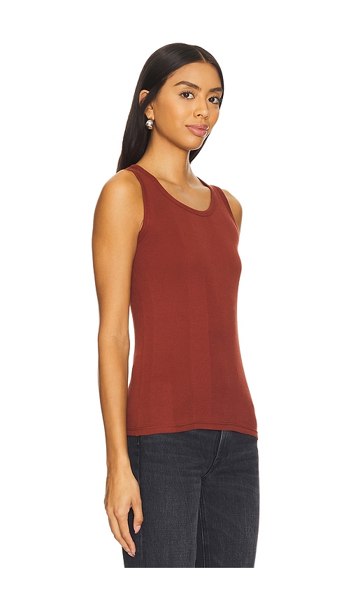 Shop Goldie Cotton Rib Tank Top In Mahogany