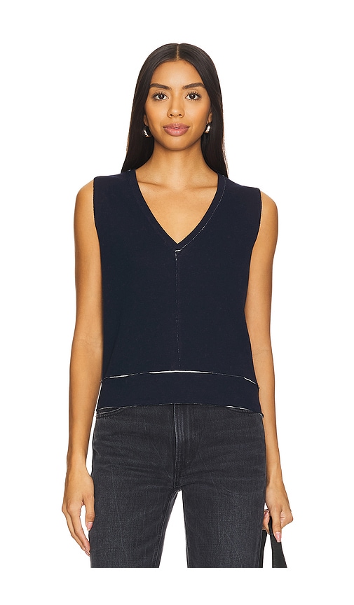 Goldie Double Face Vest In Navy & Grey Heather