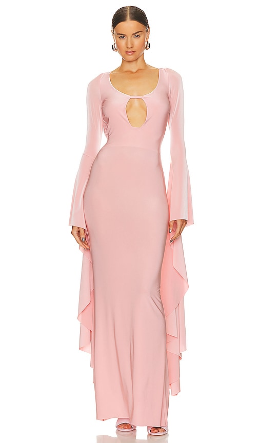 GIUSEPPE DI MORABITO Drape Sleeve Maxi Dress in Light Pink