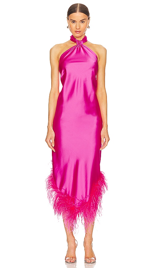 GIUSEPPE DI MORABITO Halter Midi Dress in Hot Pink