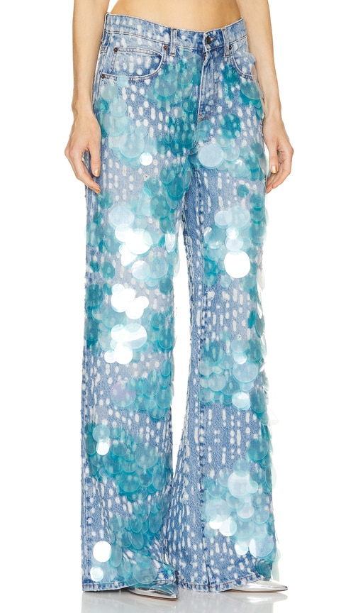 Shop Giuseppe Di Morabito Sequin Wide Leg In 蓝色