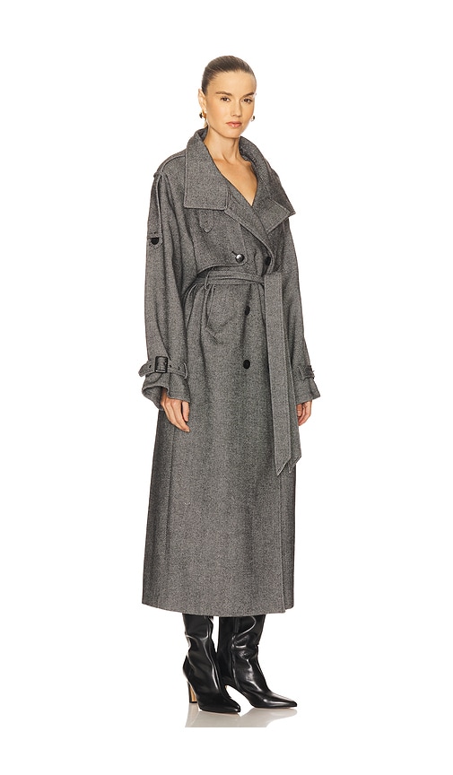 Gestuz Herringbone Belted Coat In Gray
