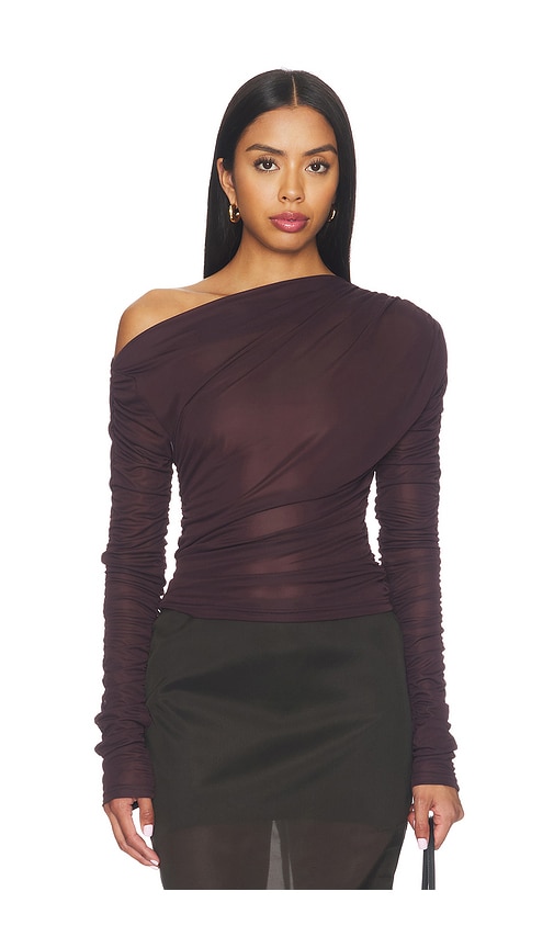 Gestuz Vedae Long Sleeve Top In Deep Plum