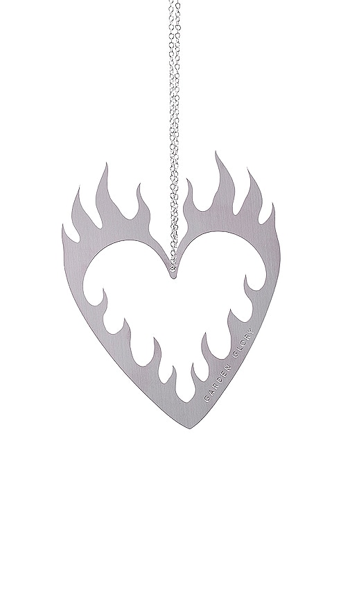 Garden Glory Flaming Heart Ornament In Metallic Silver