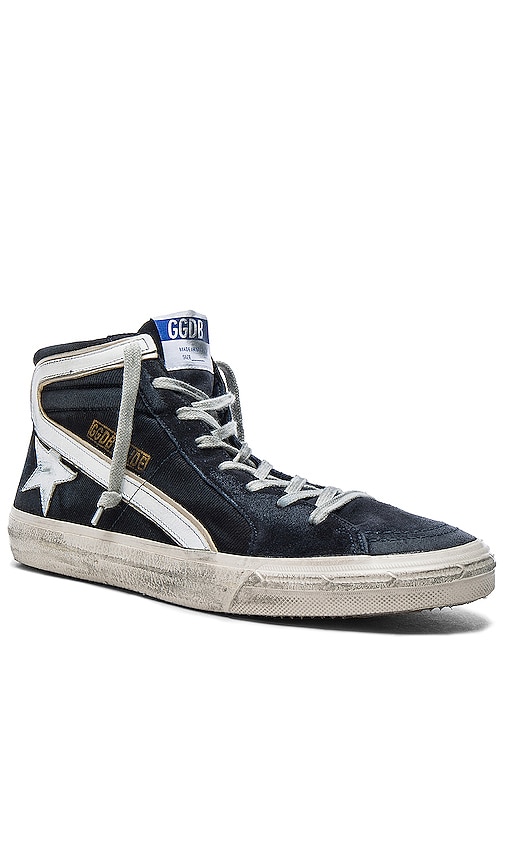 golden goose navy suede