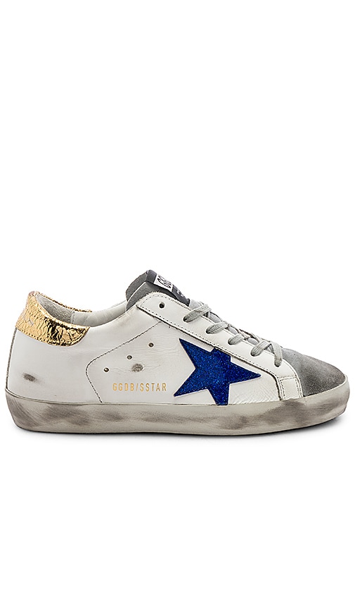 golden goose white & blue superstar sneakers