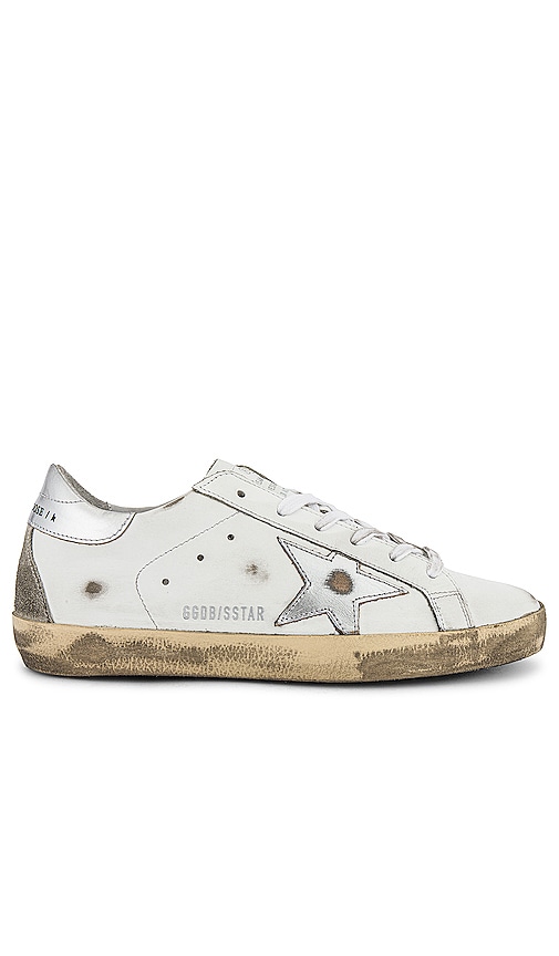 Golden Goose Superstar Laminated Sneaker in White, Silver & Ice | REVOLVE