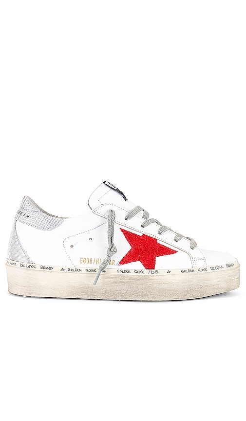 Golden Goose Hi Star Sneaker in White, Ruby Red & Silver | REVOLVE