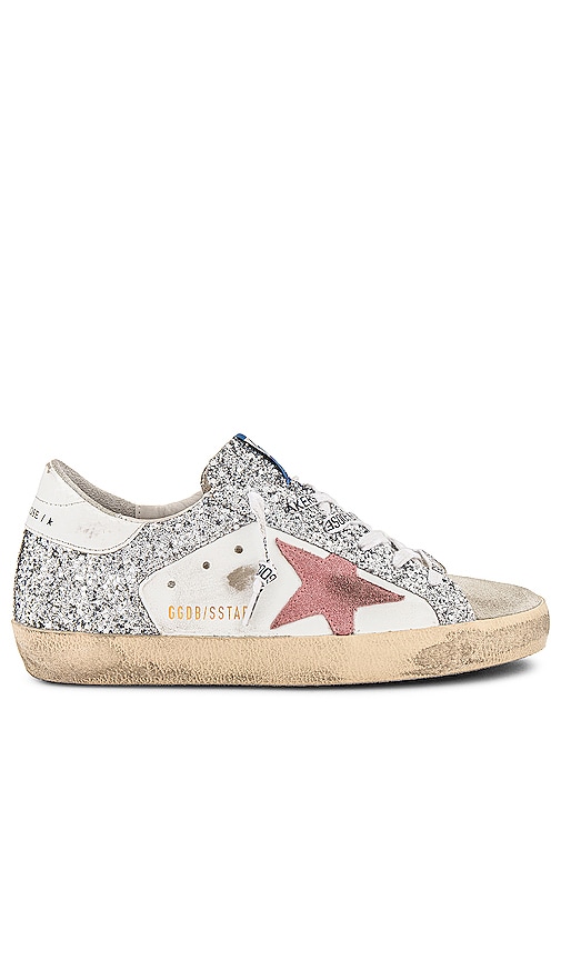 golden goose white & silver superstar sneakers