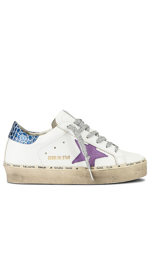 Golden Goose Hi Star Sneaker in White, Lavender, & Blue