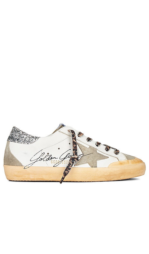 Golden Goose Superstar Sneaker In White  Taupe  & Silver