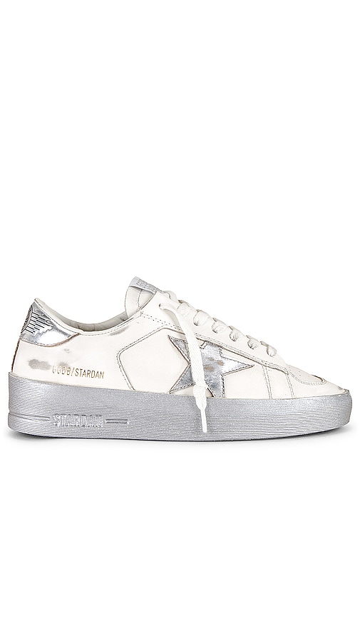 Golden Goose Stardan Sneaker in White & Silver | REVOLVE
