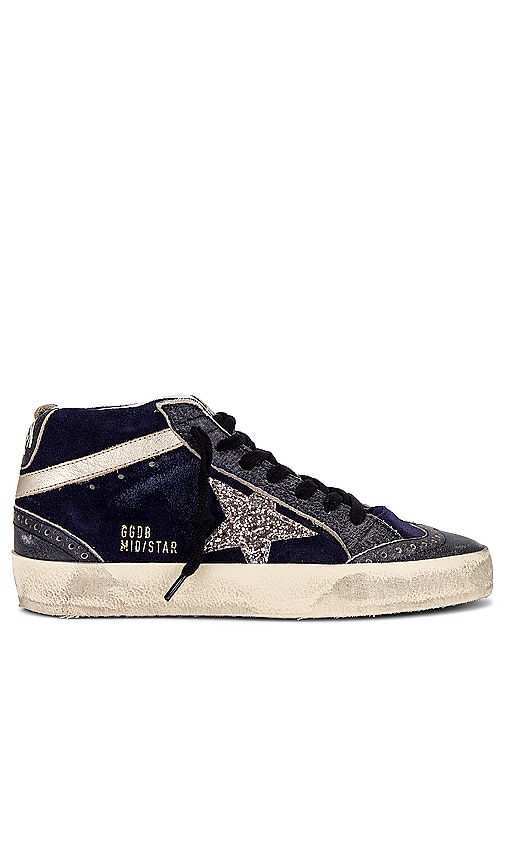 Golden Goose Mid Star Sneaker In Medieval Blue  Eclipse Navy  Silver Glit