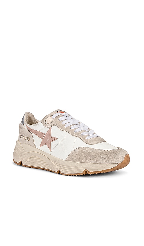 Shop Golden Goose Running Sneaker In White  Seed Pearl  & Silver