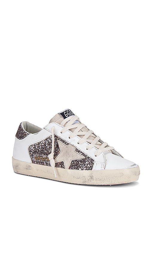 Shop Golden Goose Super Star Sneaker In Glitter  White  & Seed Pearl