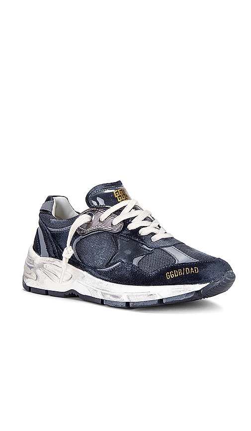 Shop Golden Goose Running Dad Sneaker In Dark Blue  Silver  & Black