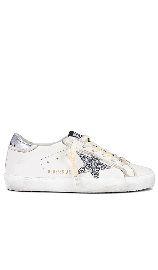 Golden Goose Super Star Sneaker in White & Silver | REVOLVE