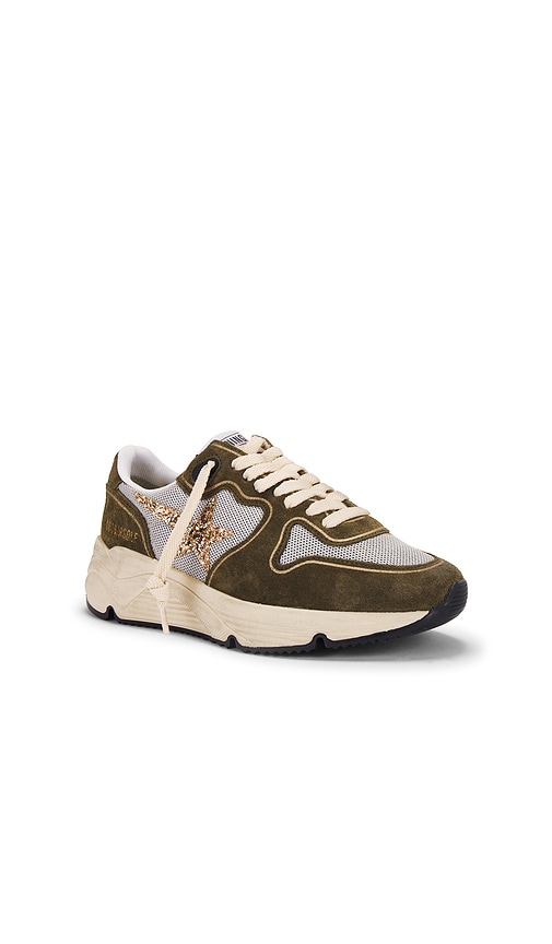Golden Goose Running Sole Suede Sneaker In White Red Beige & Ice