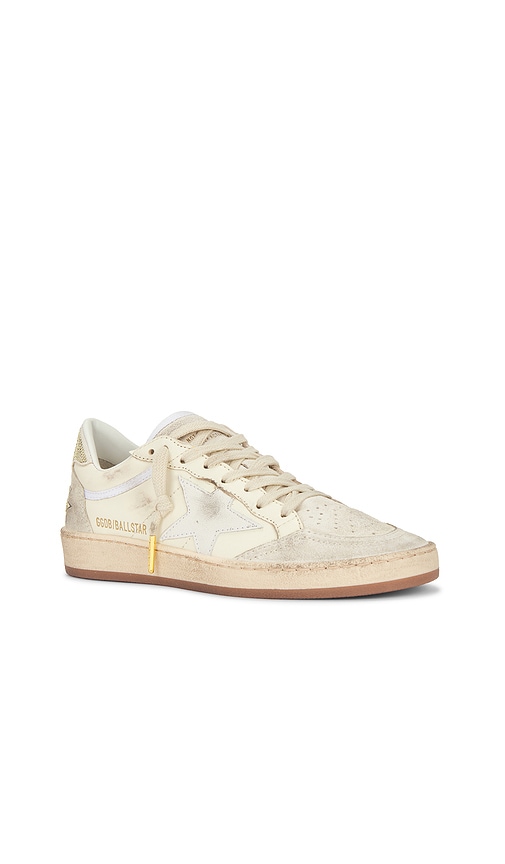 Golden Goose Ballstar Mixed Leather Charm Low-top Sneakers In Cream
