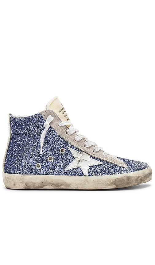 golden goose blue glitter sneakers