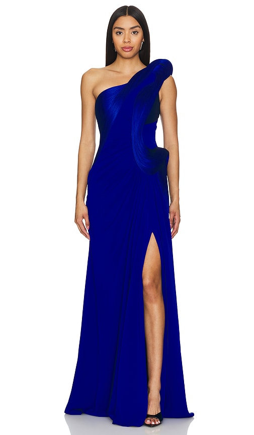 Gaurav Gupta The Sculpted Wave Gown in Electric Blue