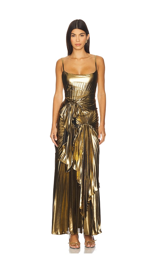Women's Gold Maxi Dresses With Slit