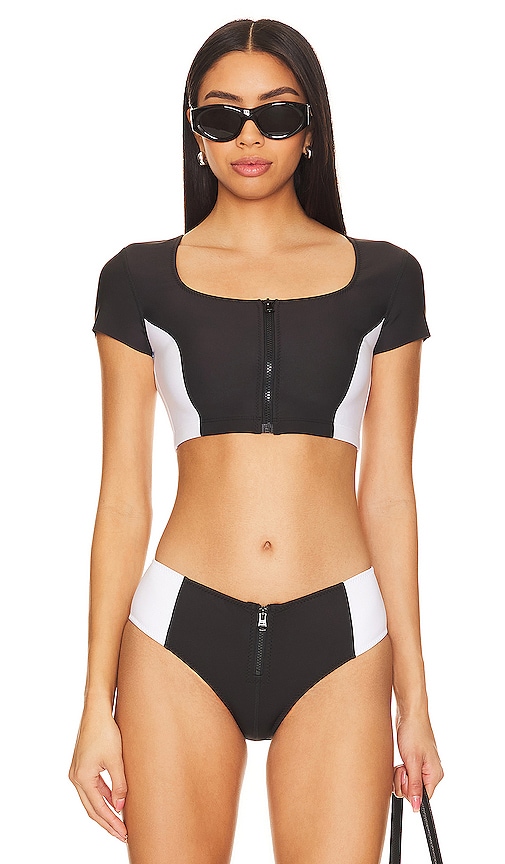 Gigi C Maci Bikini Top In Black & White
