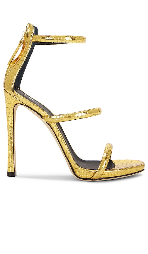 Giuseppe Zanotti Heel Sandal in Metallic Gold.