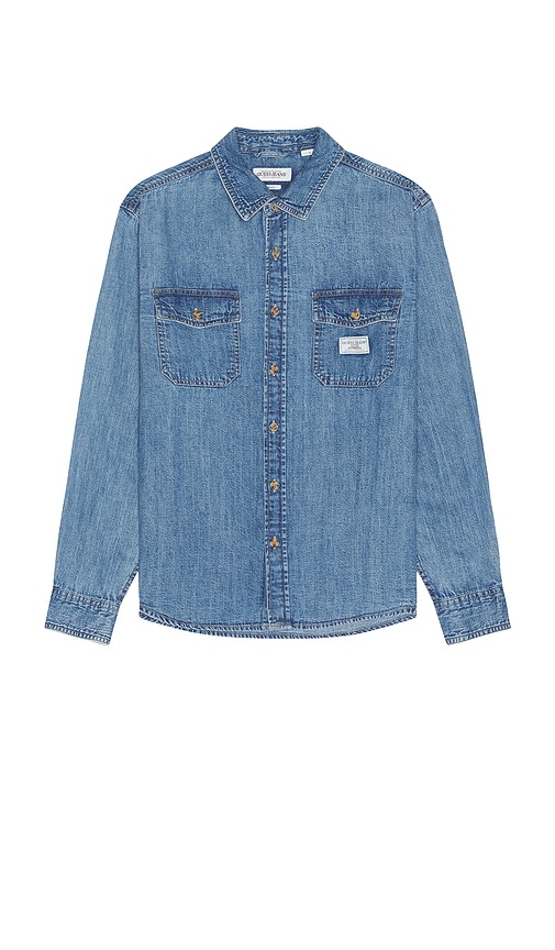 Guess Jeans Regular Long Sleeve Denim Shirt in Mid Wash