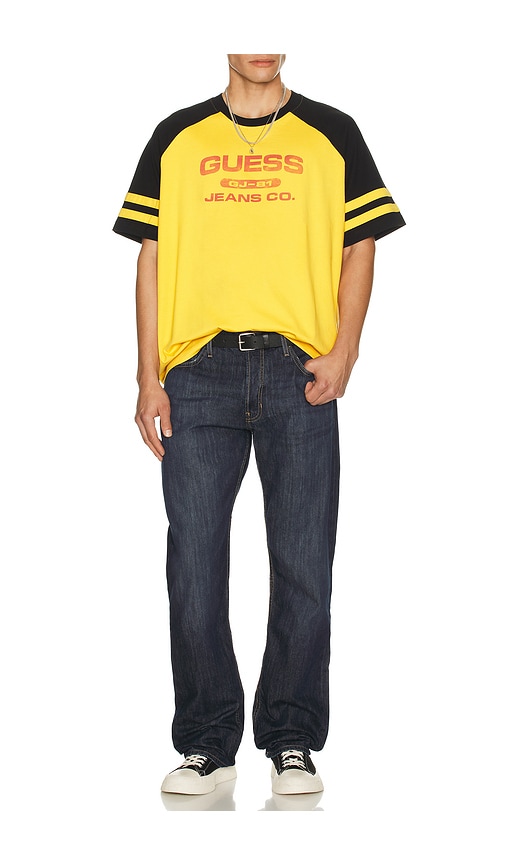 Guess Jeans Short Sleeve Raglan Tee In Yellow