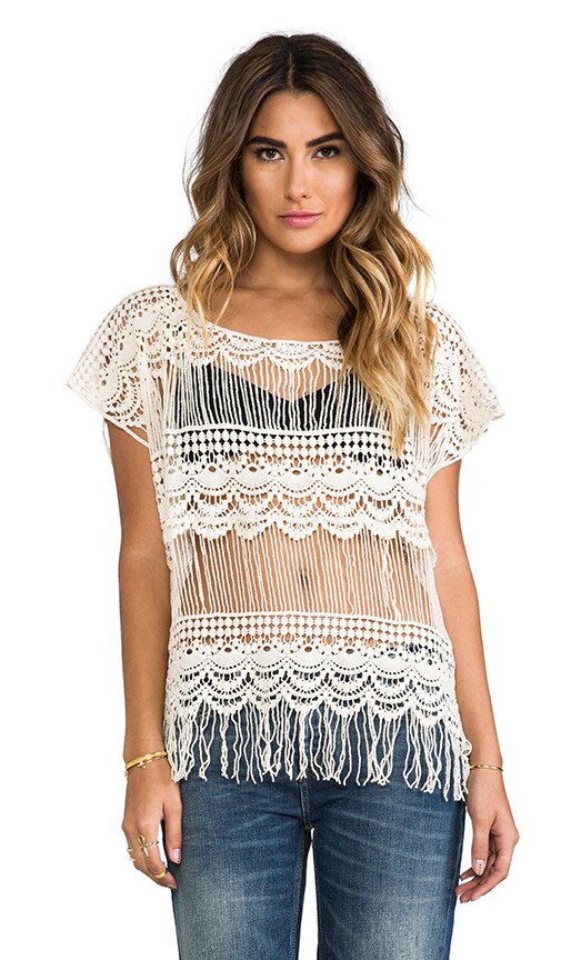 Gypsy Junkies Kali Crochet Tee in Natural | REVOLVE