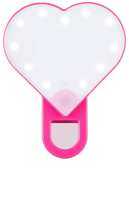 Riki Sweetheart Selfie Light And Touch Up Mirror in Hot Pink.