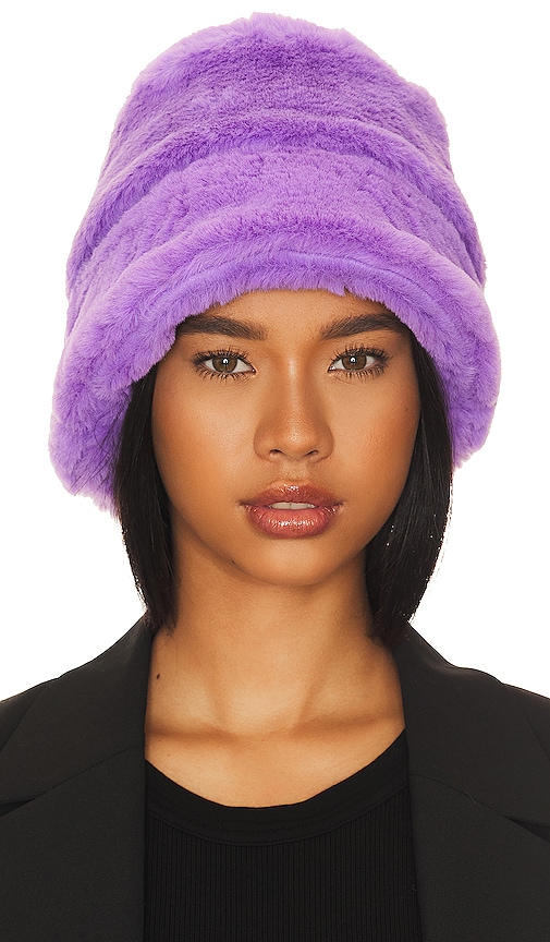 Gladys Tamez Millinery Faux Fur Bucket Hat In Purple