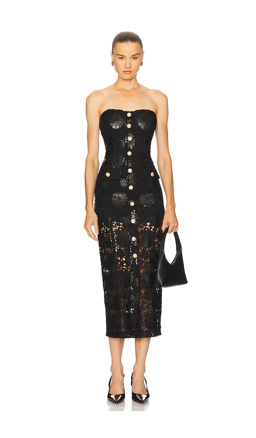 Generation Love Misha Faux Leather Guipure Midi Dress In Black