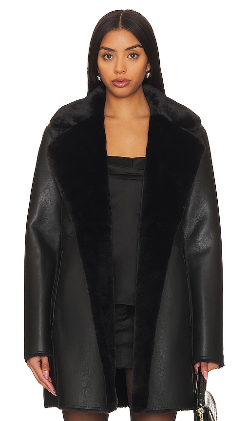 Generation Love Megan Reversible Faux Fur Coat in Black | REVOLVE