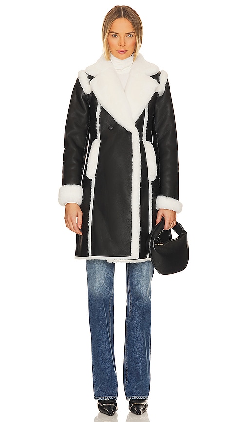 Shop Generation Love Vienna Faux Fur Shearling Coat In Black & White