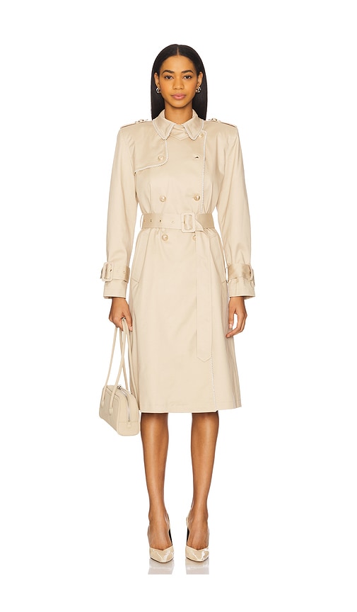 Shop Generation Love Vanna Pearl Trench Coat In Taupe