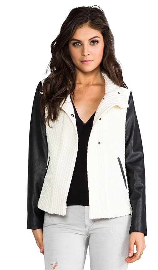 Yoko Leather Sleeve Popcorn Jacket