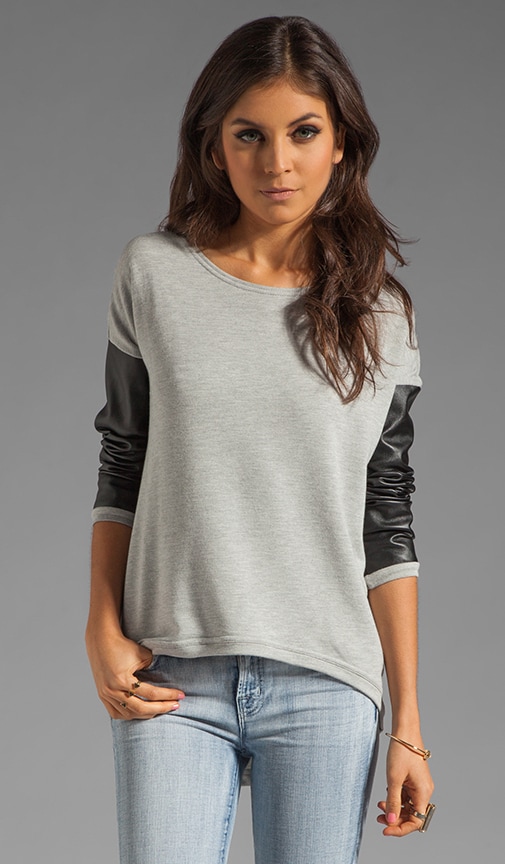 Bobo Italian Faux Leather Sleeve Sweatshirt
