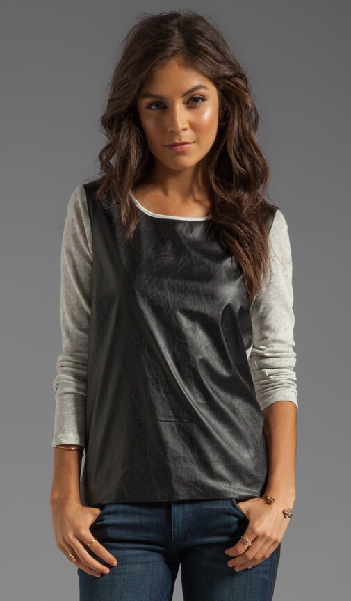 Phoenix Long Sleeve Leather Combo Top