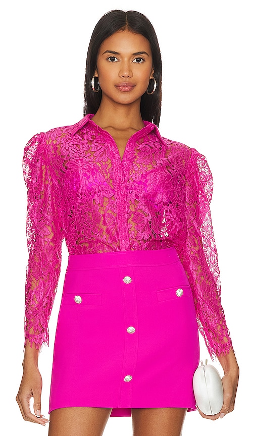 Generation Love Valencia Lace Blouse in Hot Pink | REVOLVE