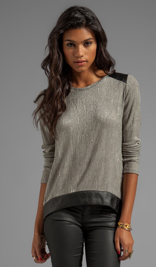 Atticus Metal Leather Patch Long Sleeve Top