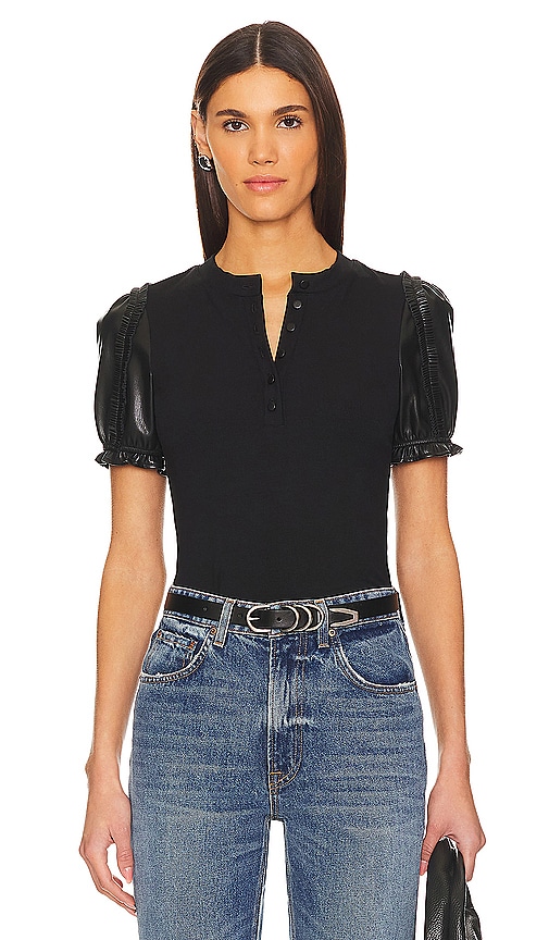 Shop Generation Love Darya Leather Combo Top In Black