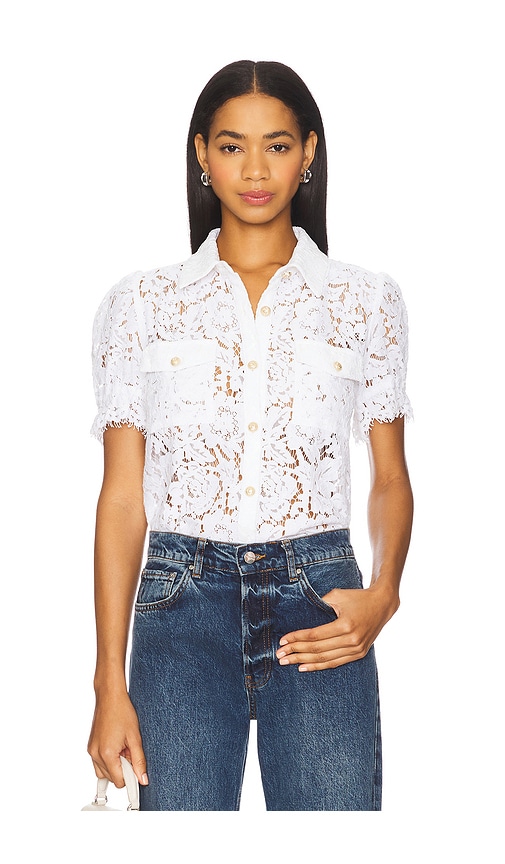 Maude Lace Shirt in White. - size XL (also in L, M, S, XS)