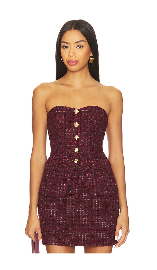 Generation Love Quinn Tweed Vestier In Burgundy